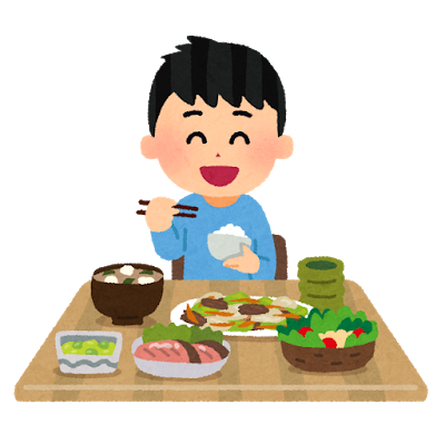 食事をする男の子のイラスト