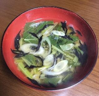 小松菜とひじきのみそ汁