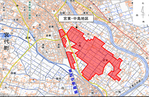 ほ場整備する宮東・中島地区