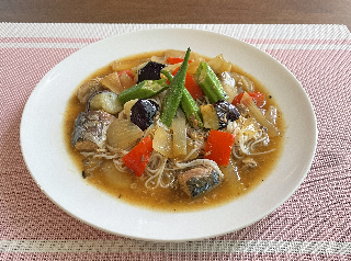 動脈硬化予防のそうめんサバカレーの写真