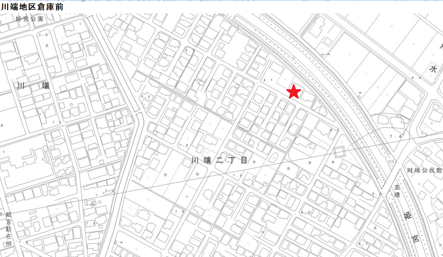 川端地区倉庫前位置図