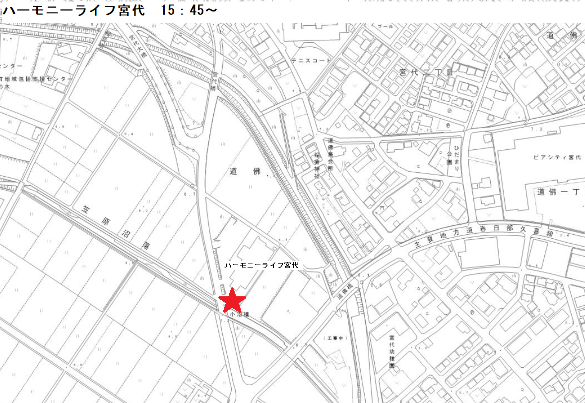 ハーモニーライフ宮代（正面入口付近）マップ