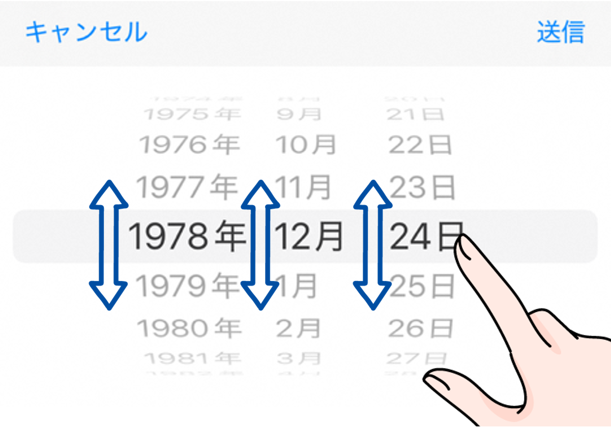 アイフォンでの年月日入力画面